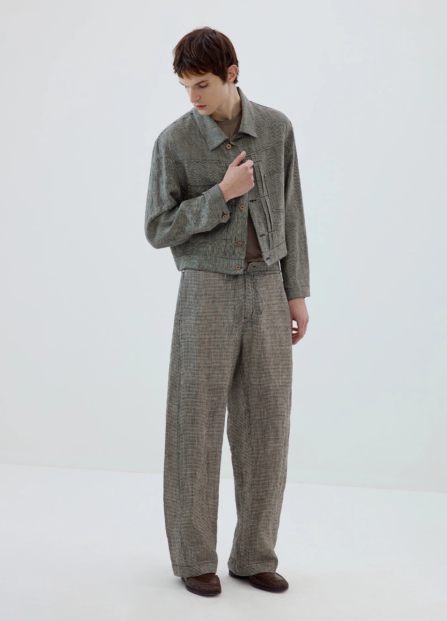 Plaid Linen Trousers