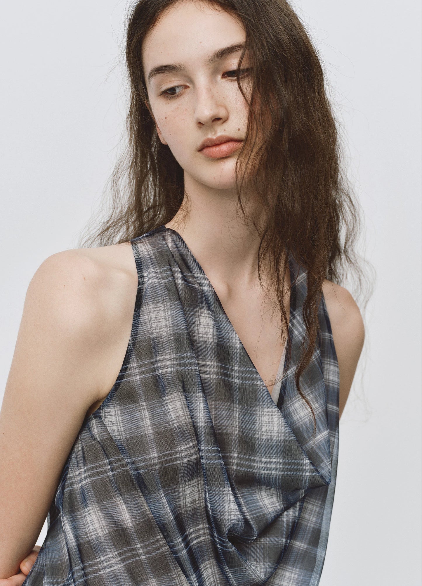 Plaid Silk Top