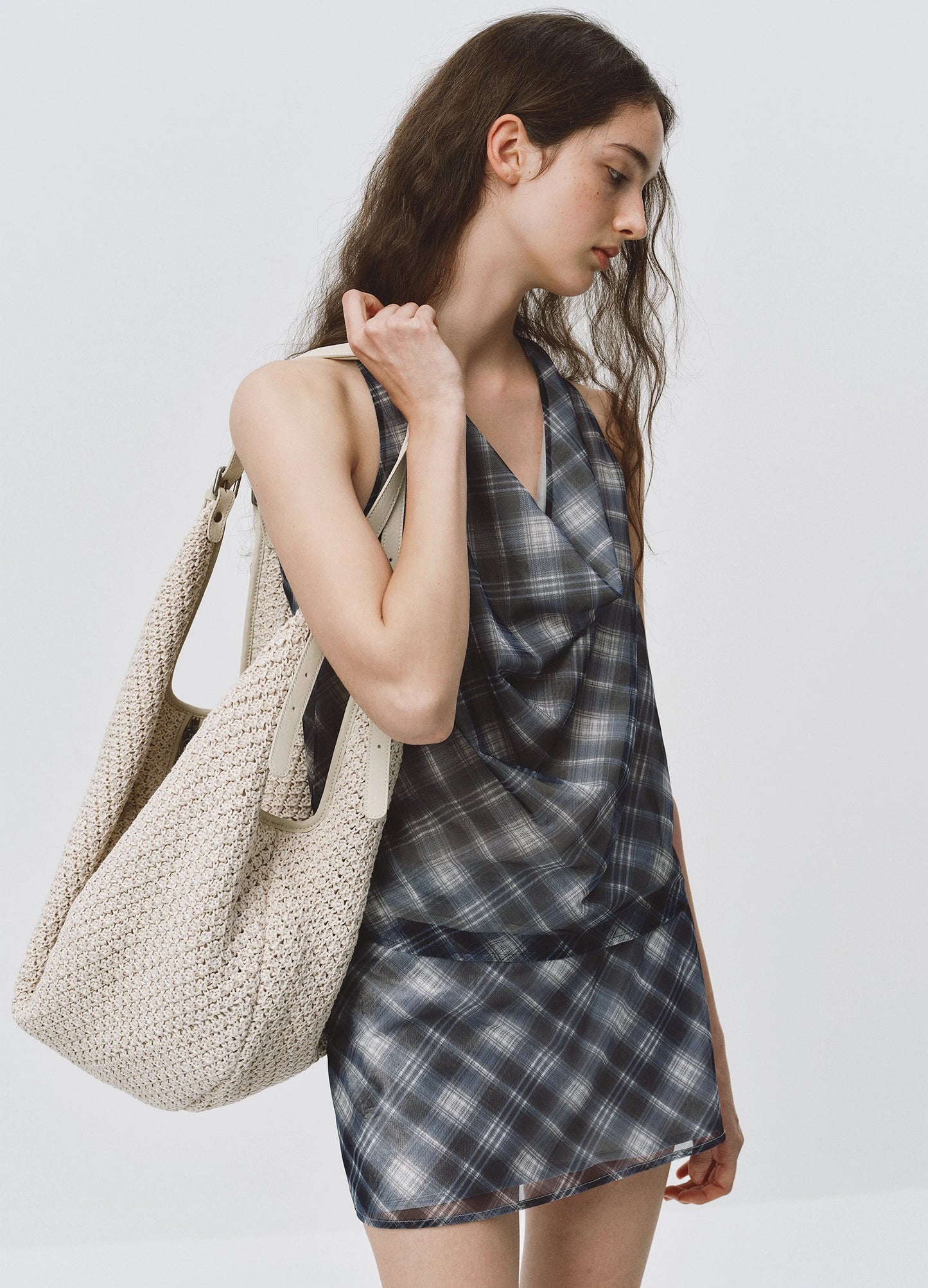 Plaid Silk Top
