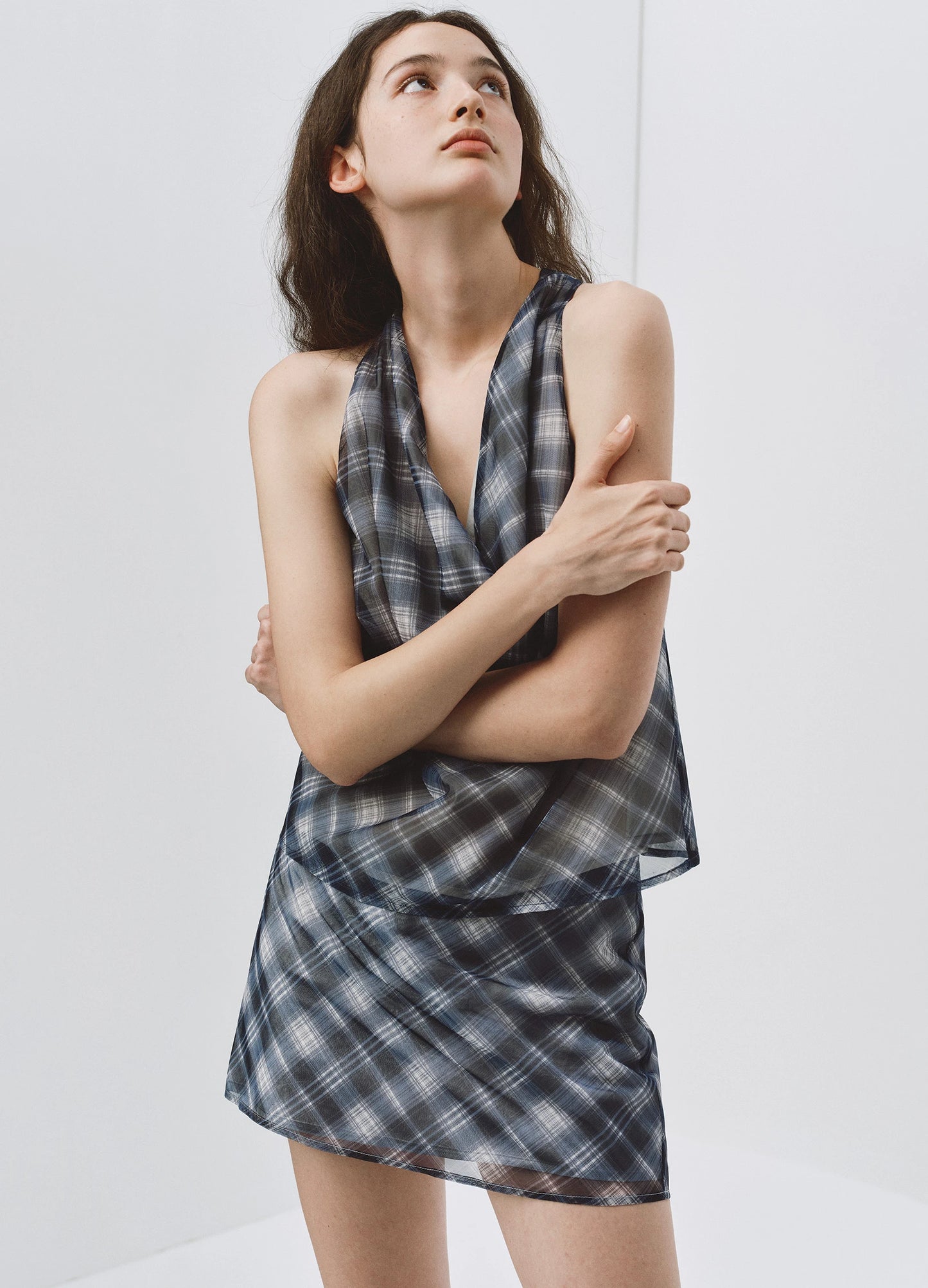 Plaid Silk Top