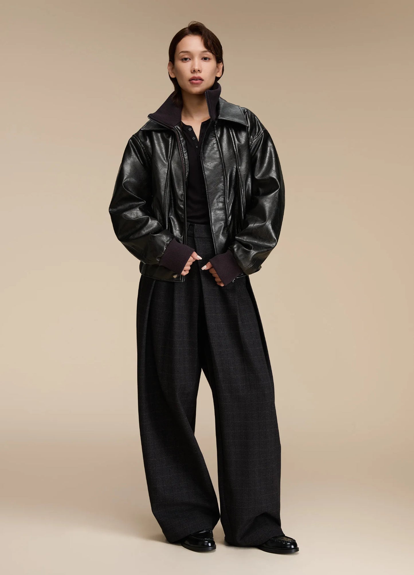 Plaid Wide Suit Trousers