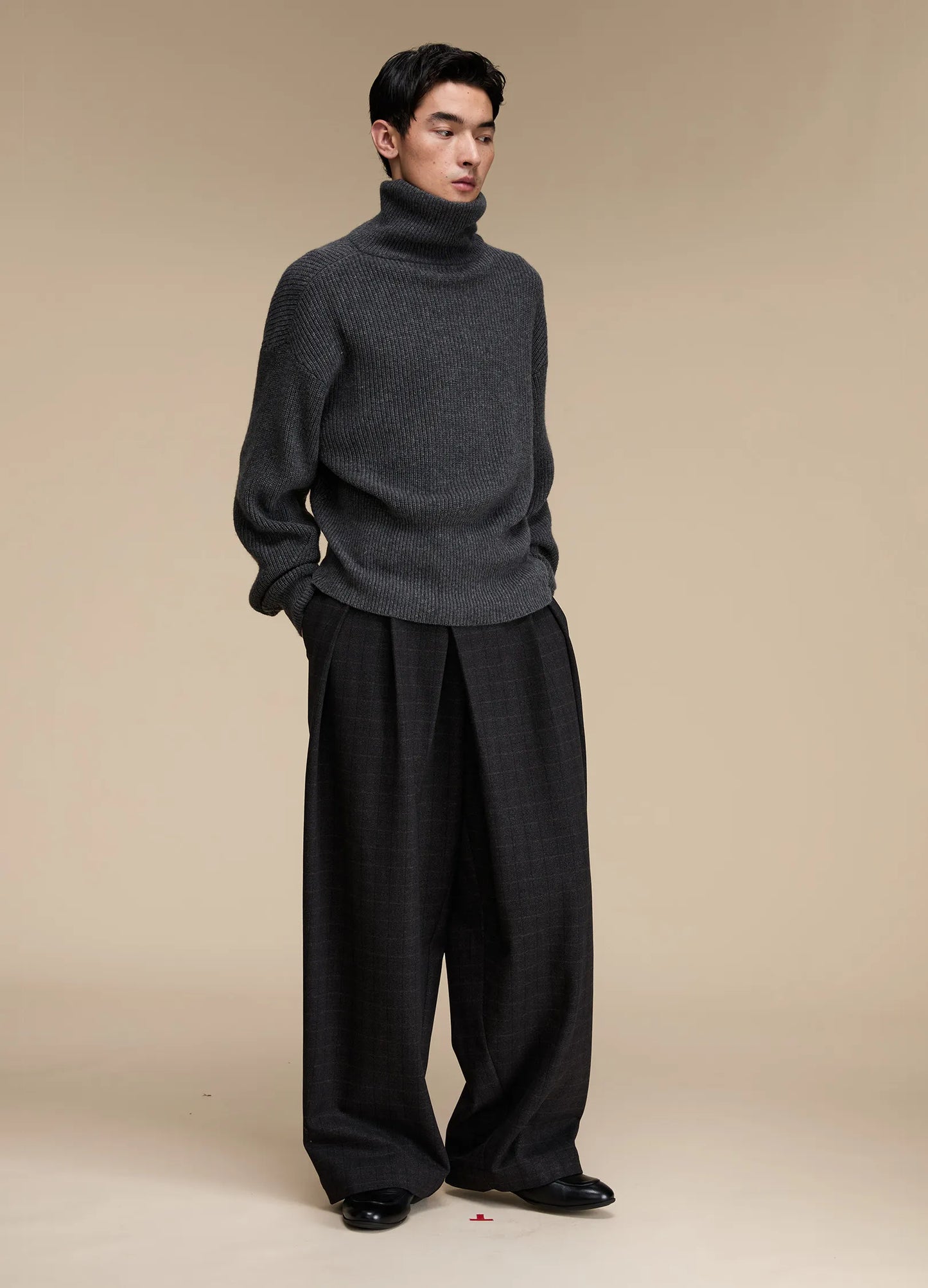 Plaid Wide Suit Trousers