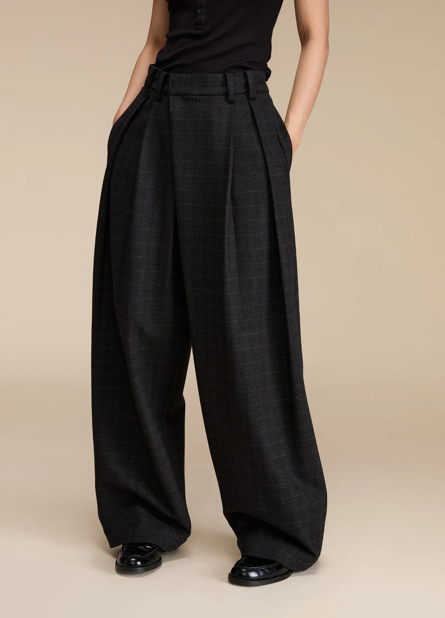 Plaid Wide Suit Trousers