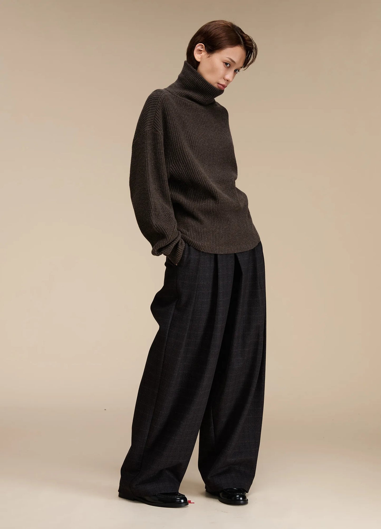 Plaid Wide Suit Trousers