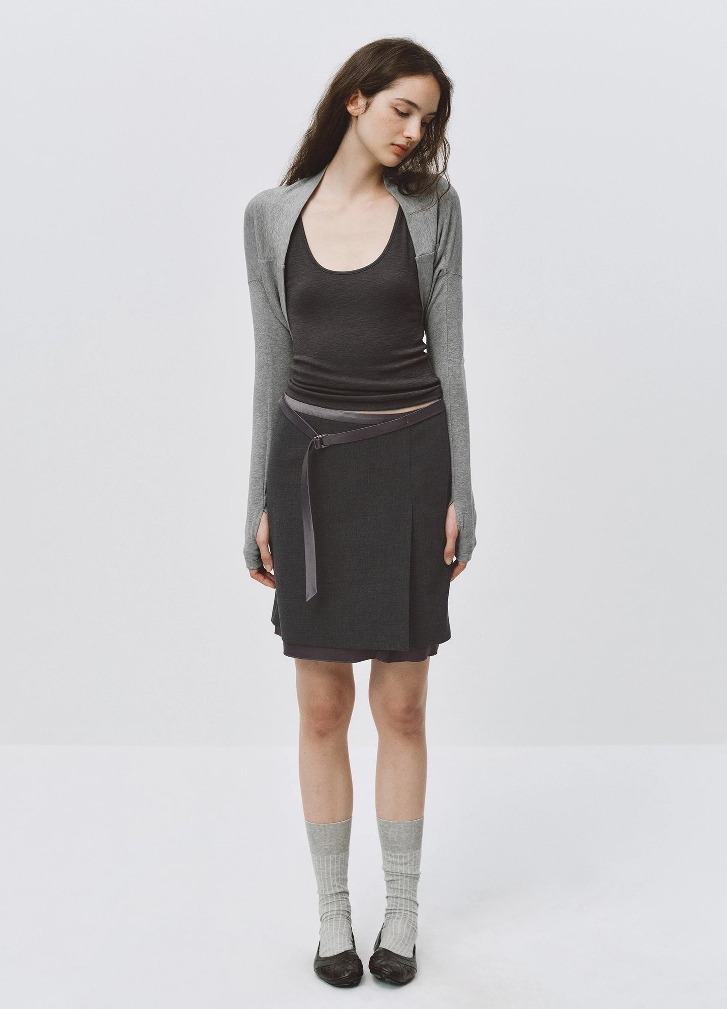 Pleated Belt Skirt