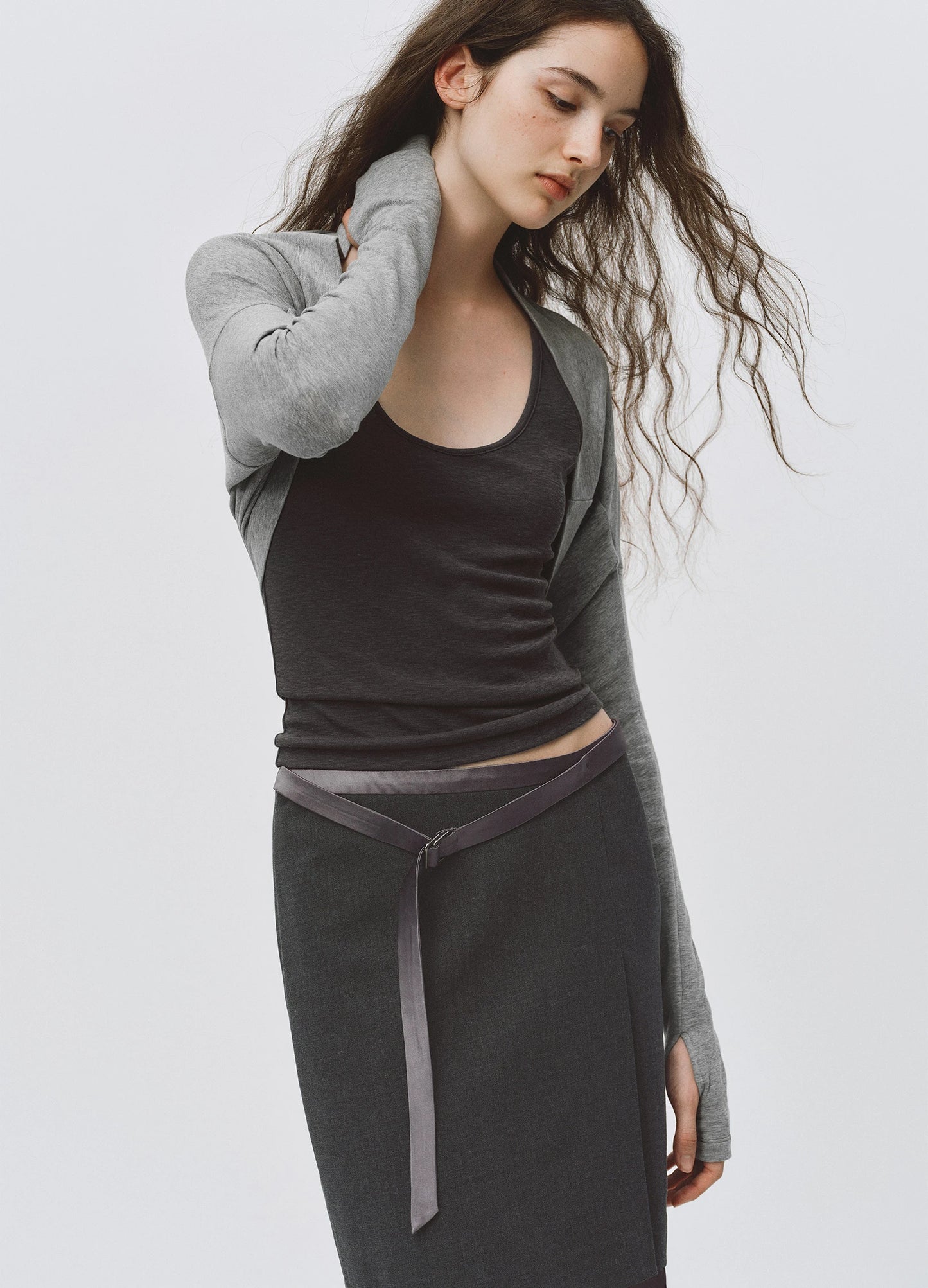 Pleated Belt Skirt