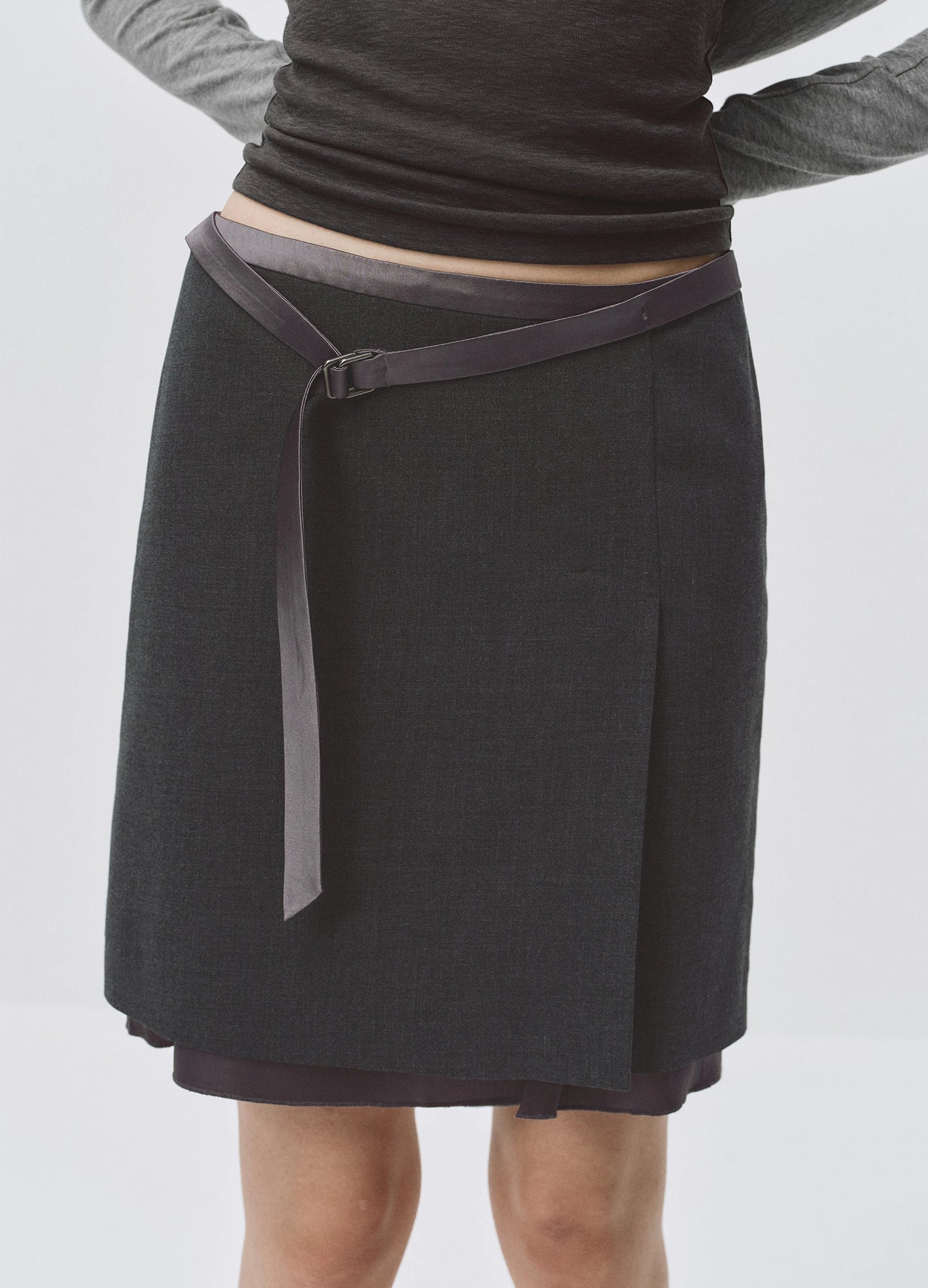 Pleated Belt Skirt