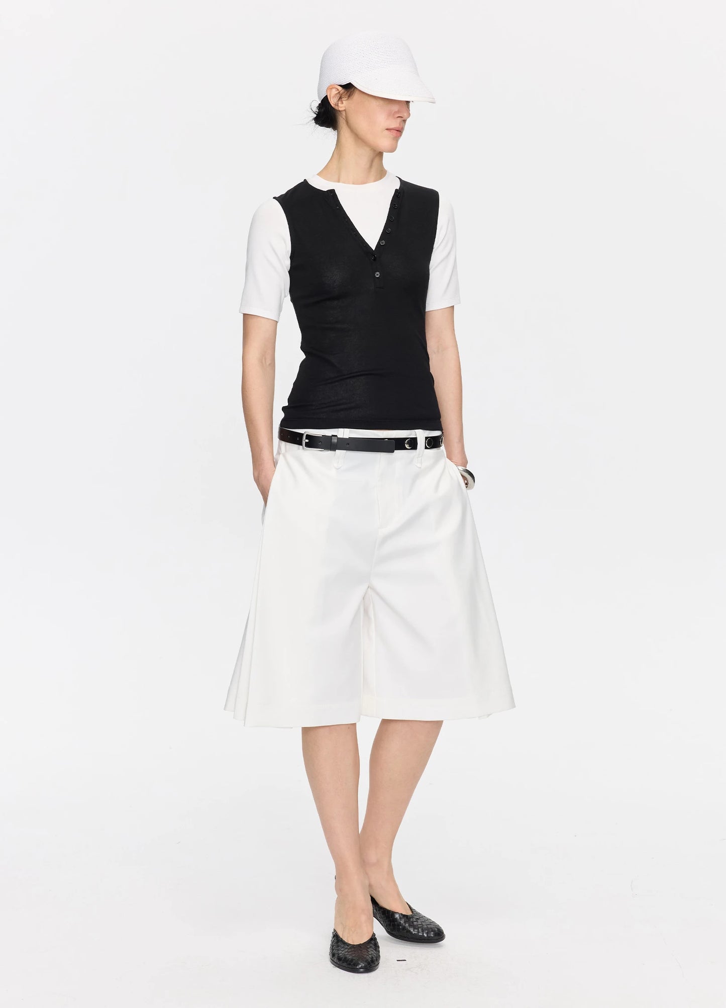 Pleated Bermuda Shorts