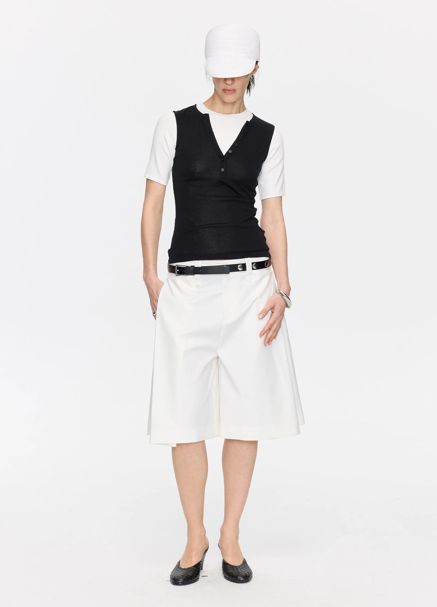 Pleated Bermuda Shorts