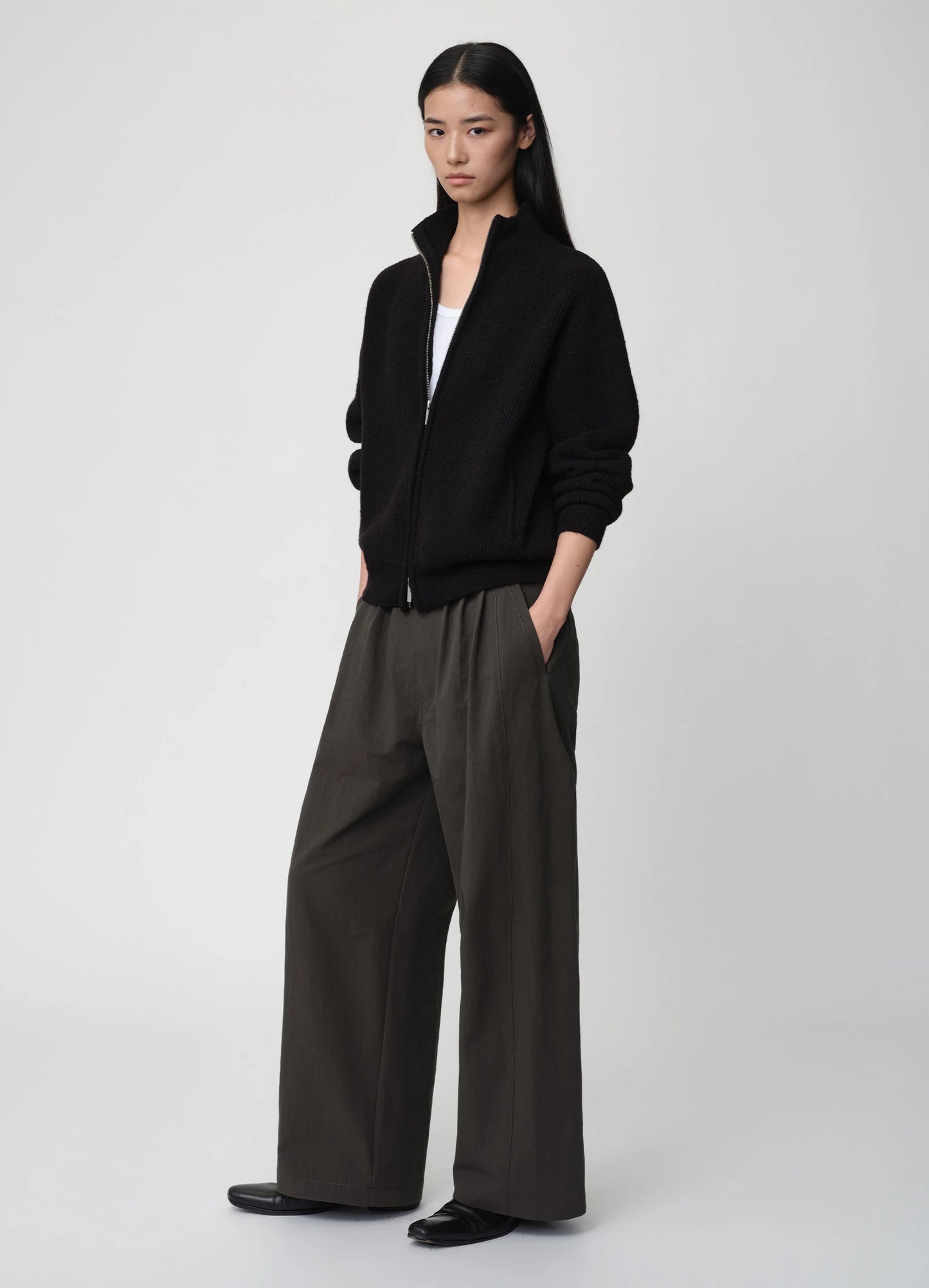 Pleated Cotton Trousers