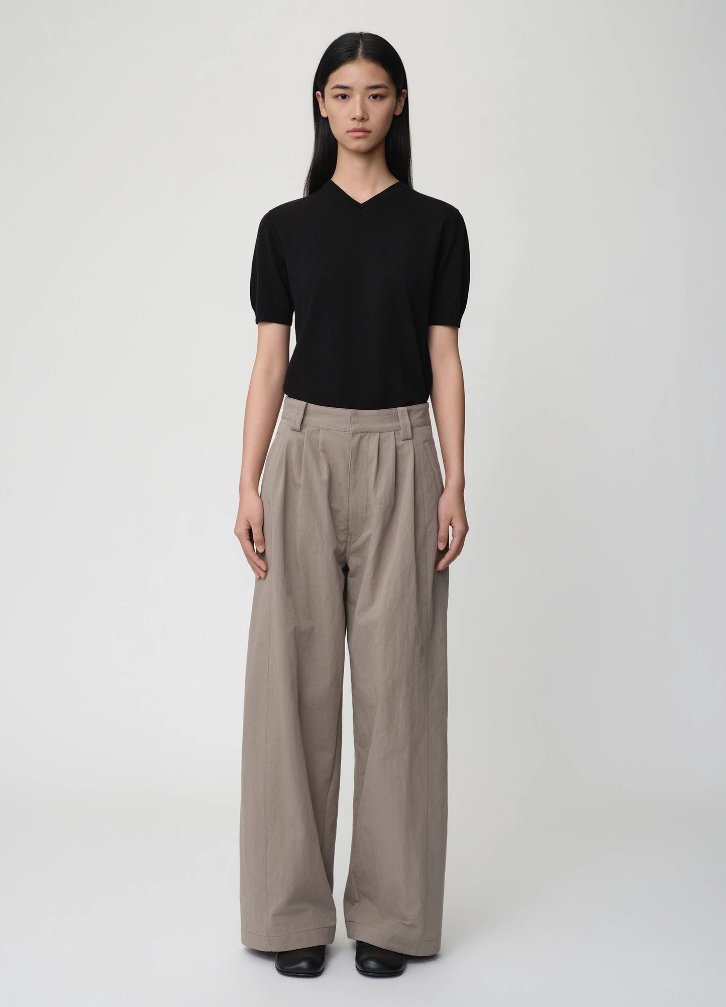 Pleated Cotton Trousers