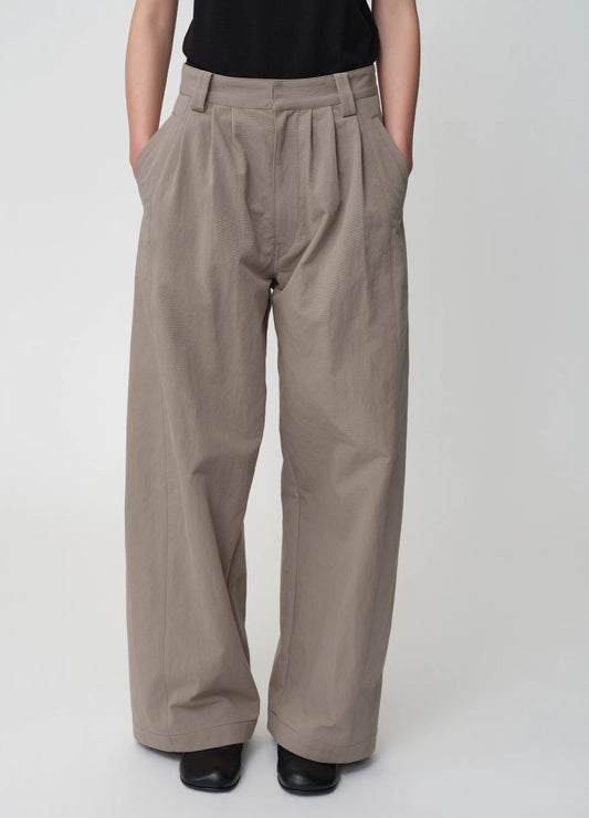 Pleated Cotton Trousers