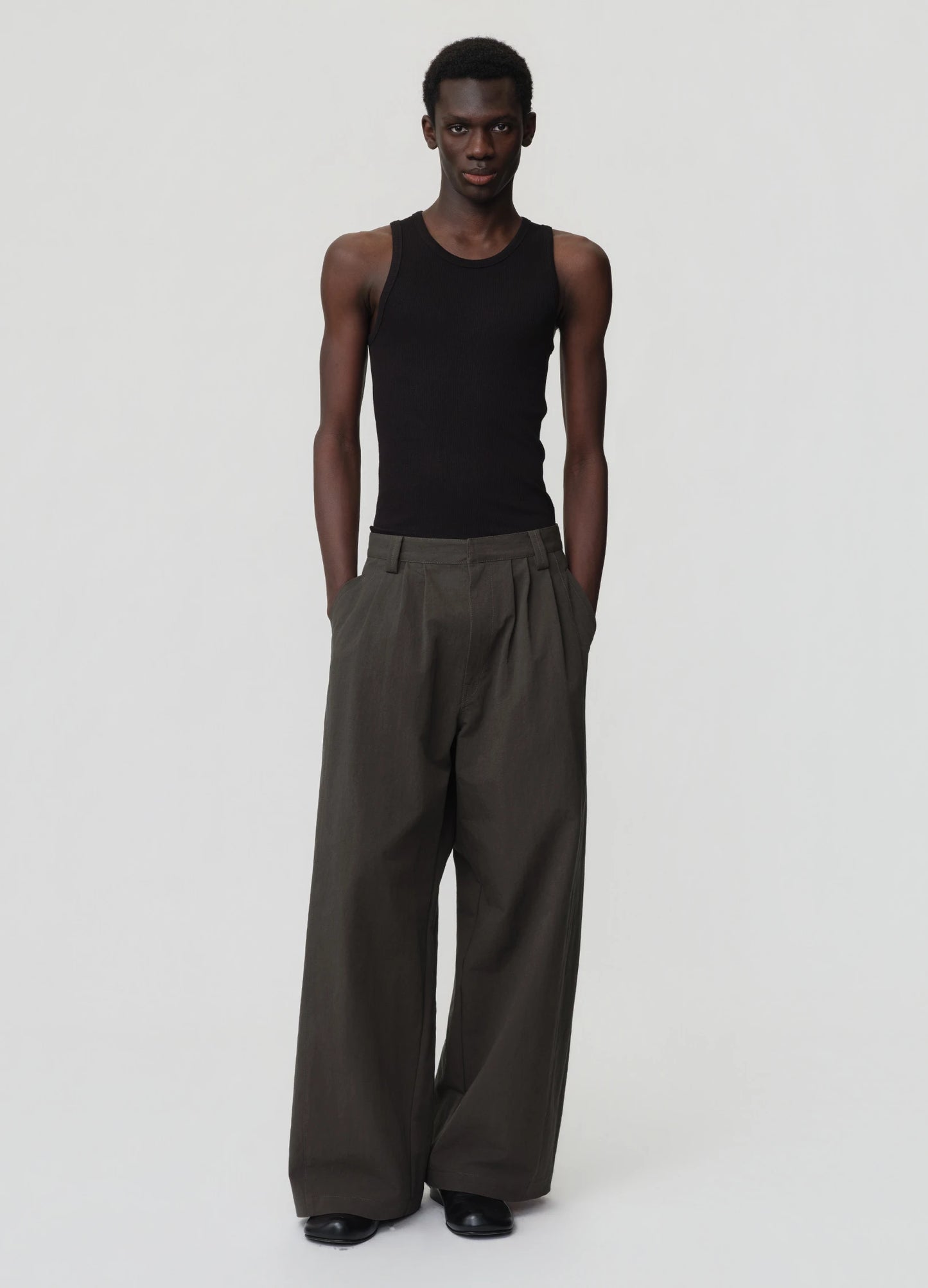 Pleated Cotton Trousers