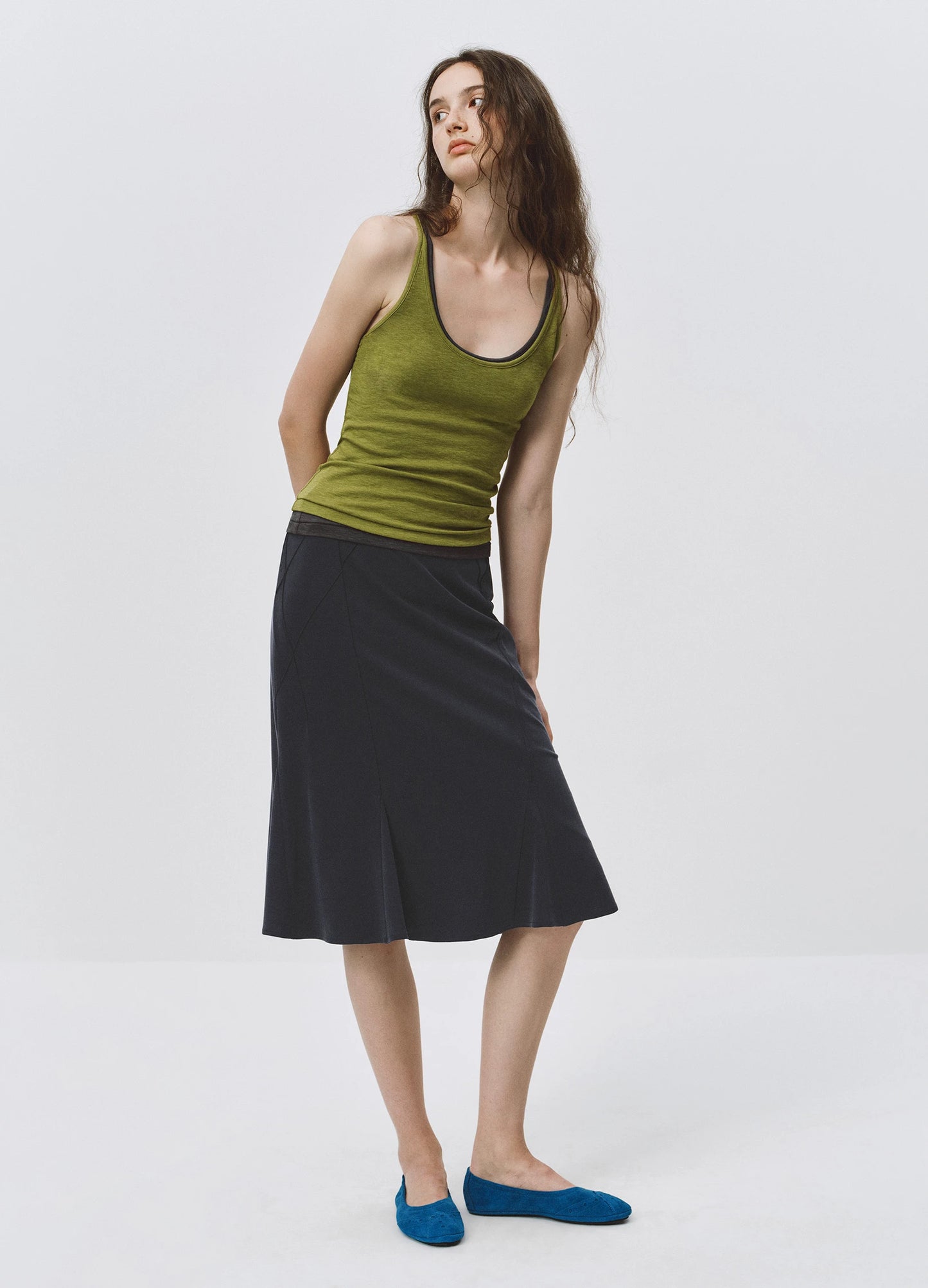 Pleated Fishtail Skirt