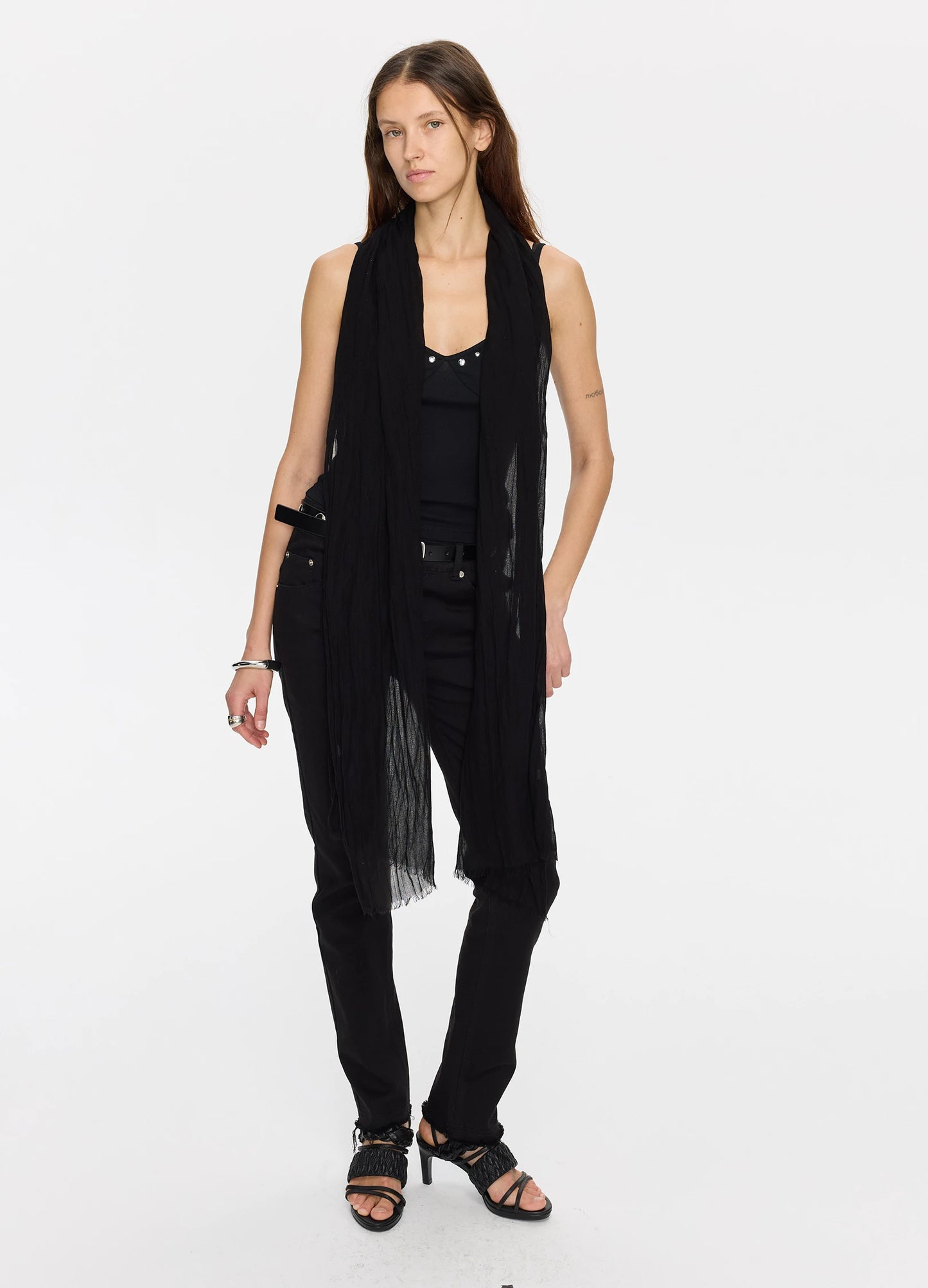 Pleated Fringe Scarf