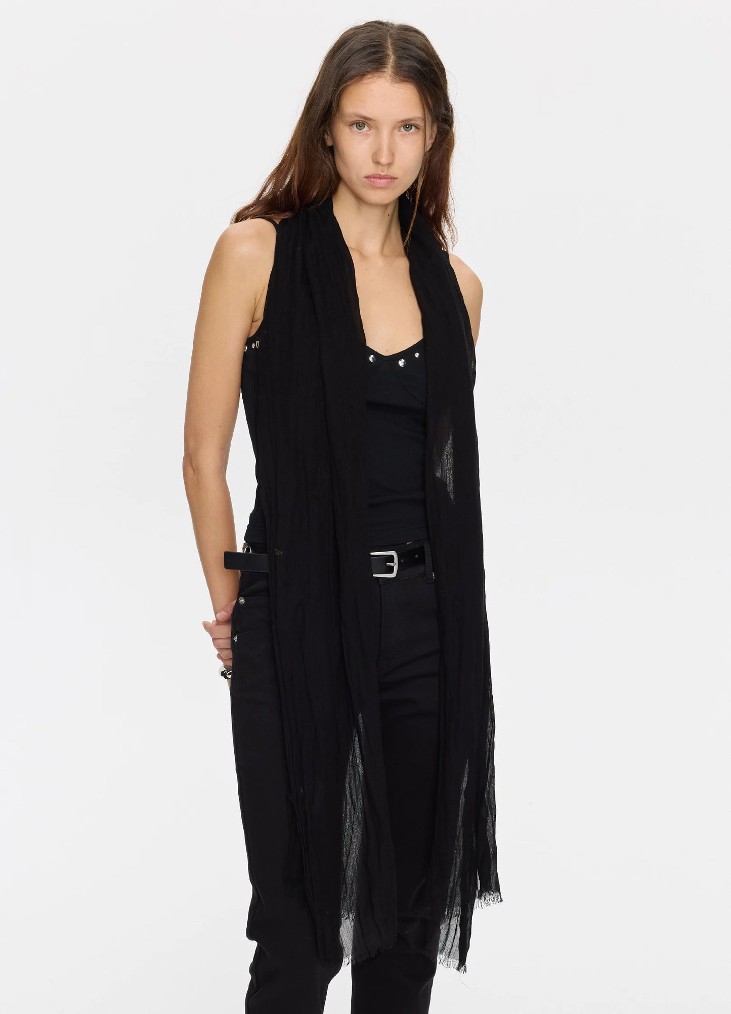 Pleated Fringe Scarf