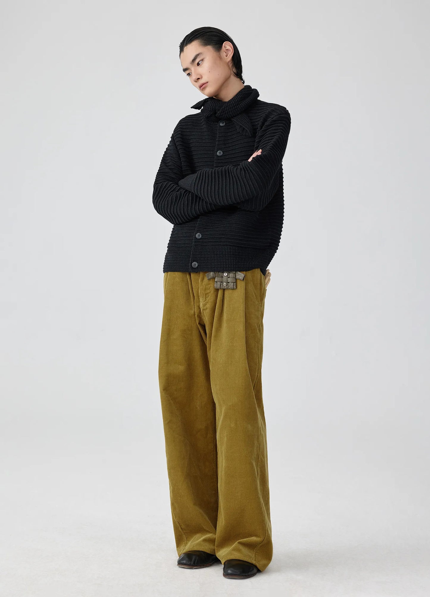 Pleated Knit Cardigan