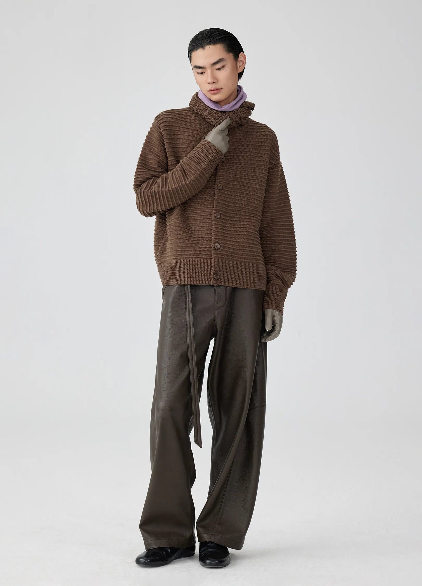 Pleated Knit Cardigan
