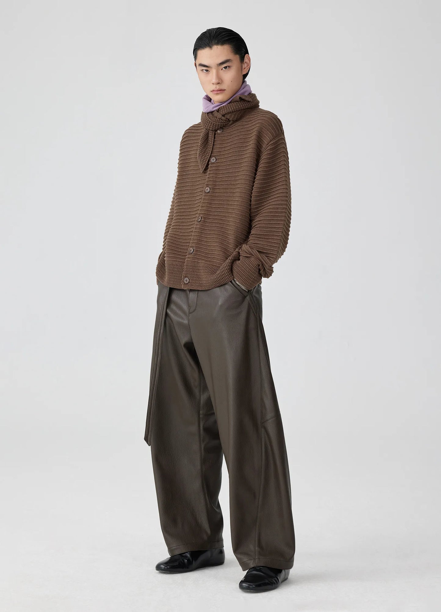 Pleated Knit Cardigan