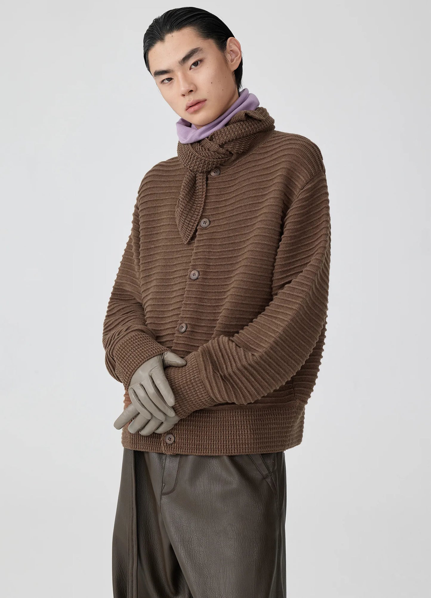 Pleated Knit Cardigan