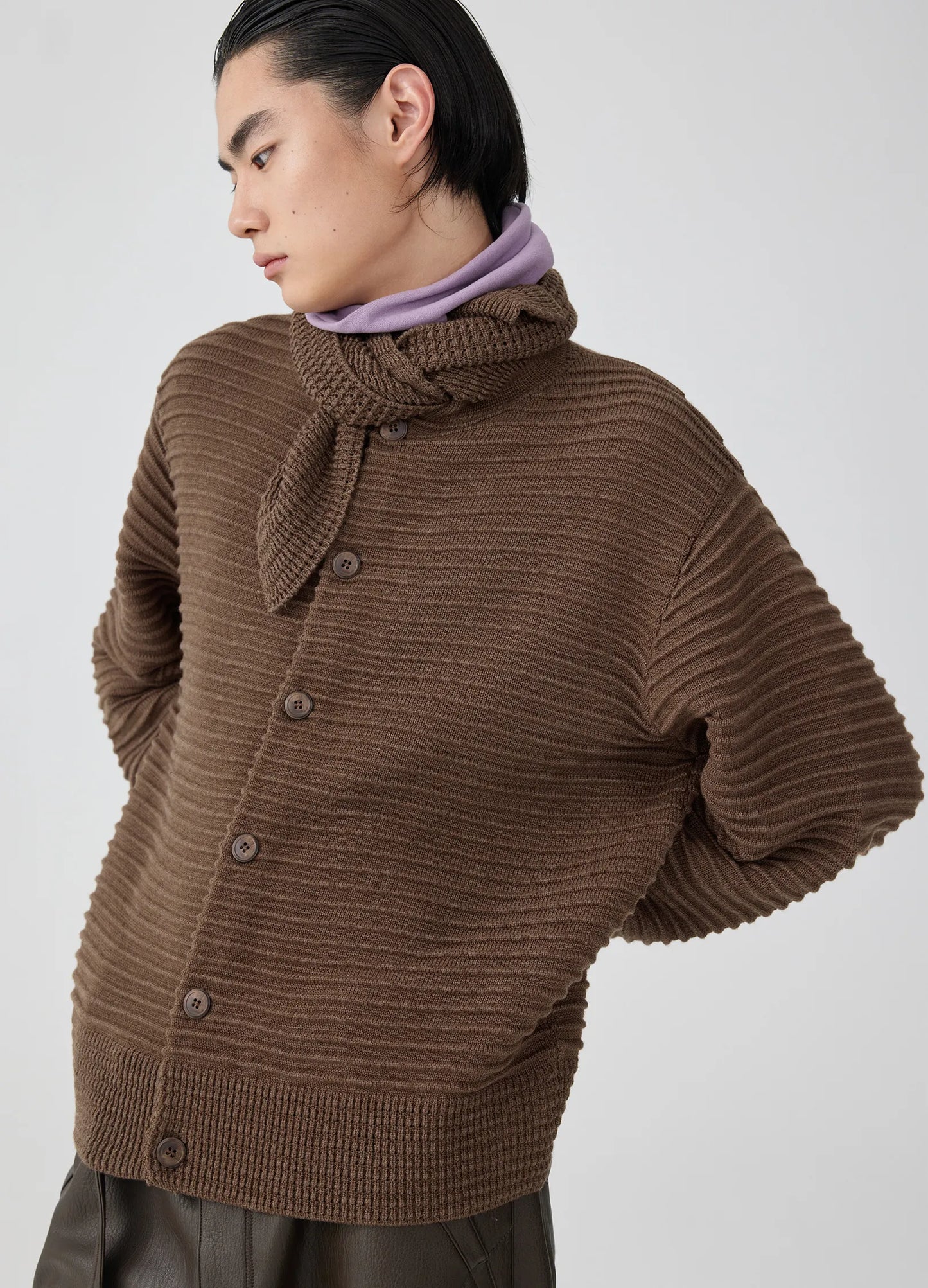 Pleated Knit Cardigan
