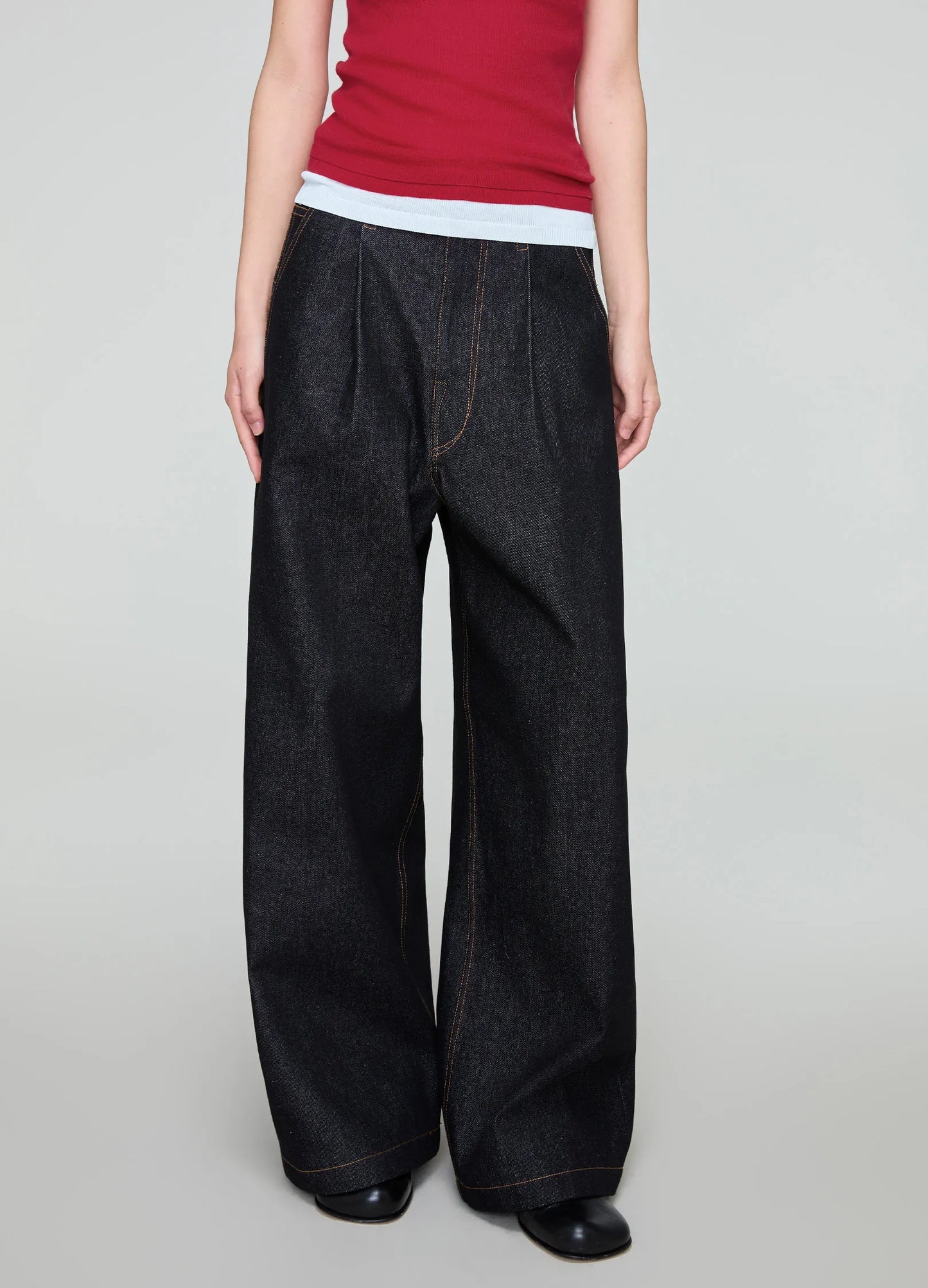 Pleated Wide Denims