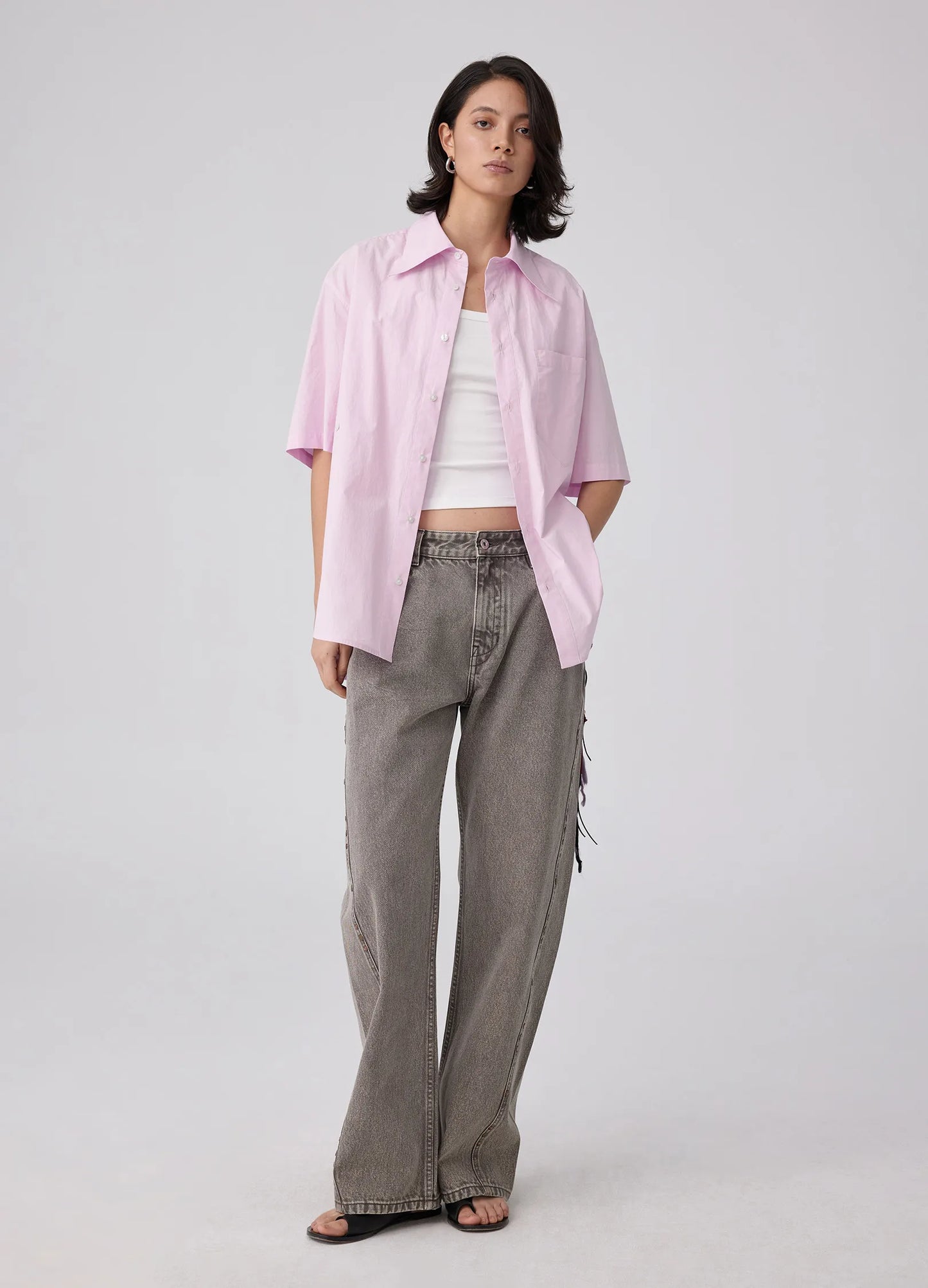 Pointed Collar SS Shirt