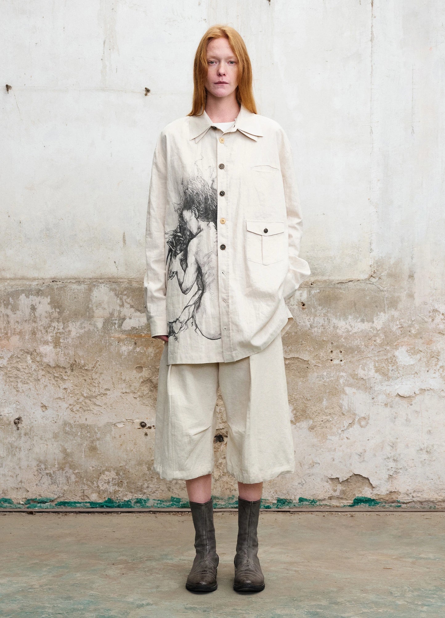 Printed Double Collar Shirt