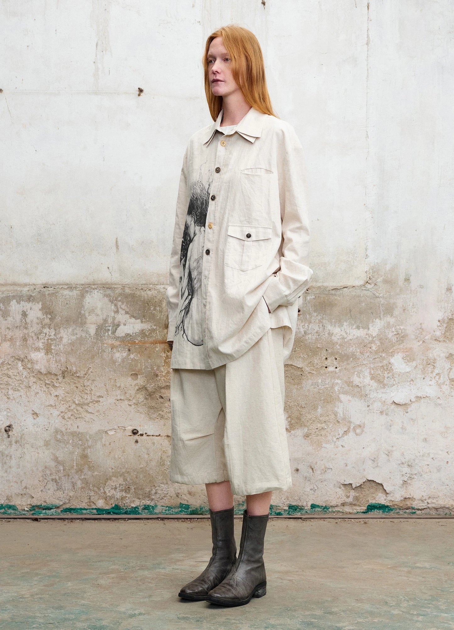 Printed Double Collar Shirt