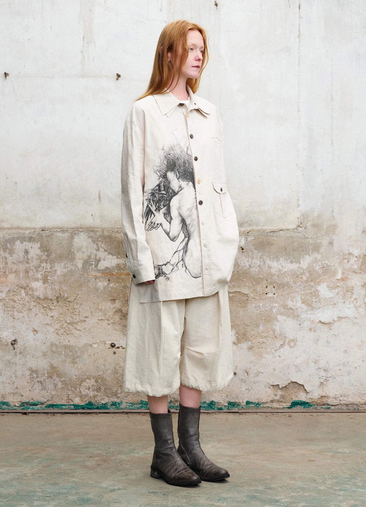 Printed Double Collar Shirt