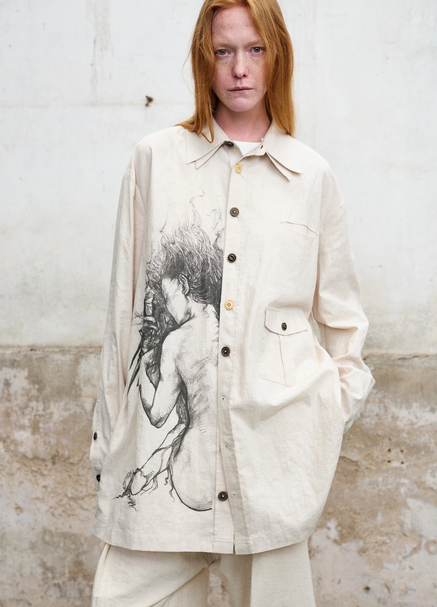 Printed Double Collar Shirt