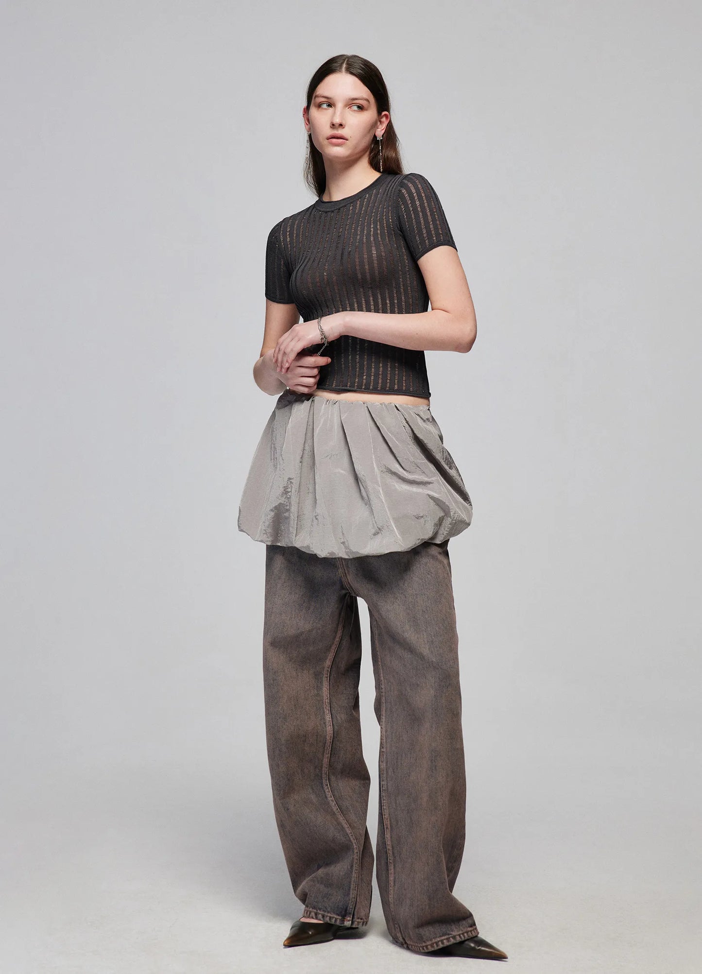 Puff Pleated Skirt