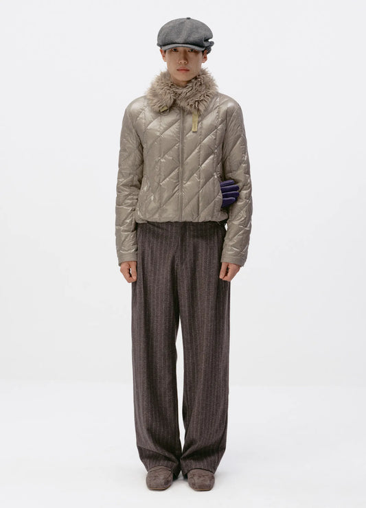 Quilted Biker Down Jacket