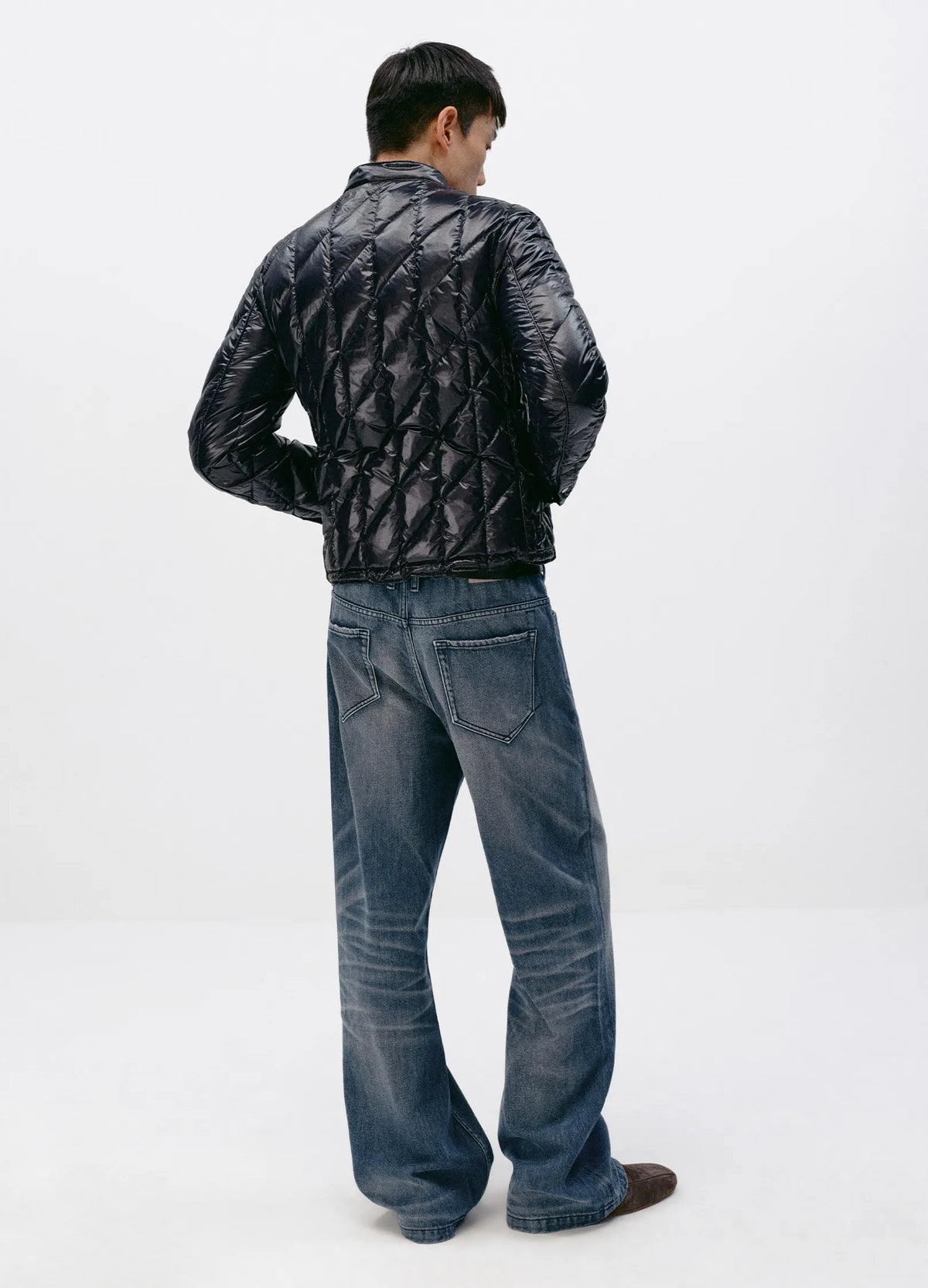 Quilted Biker Down Jacket