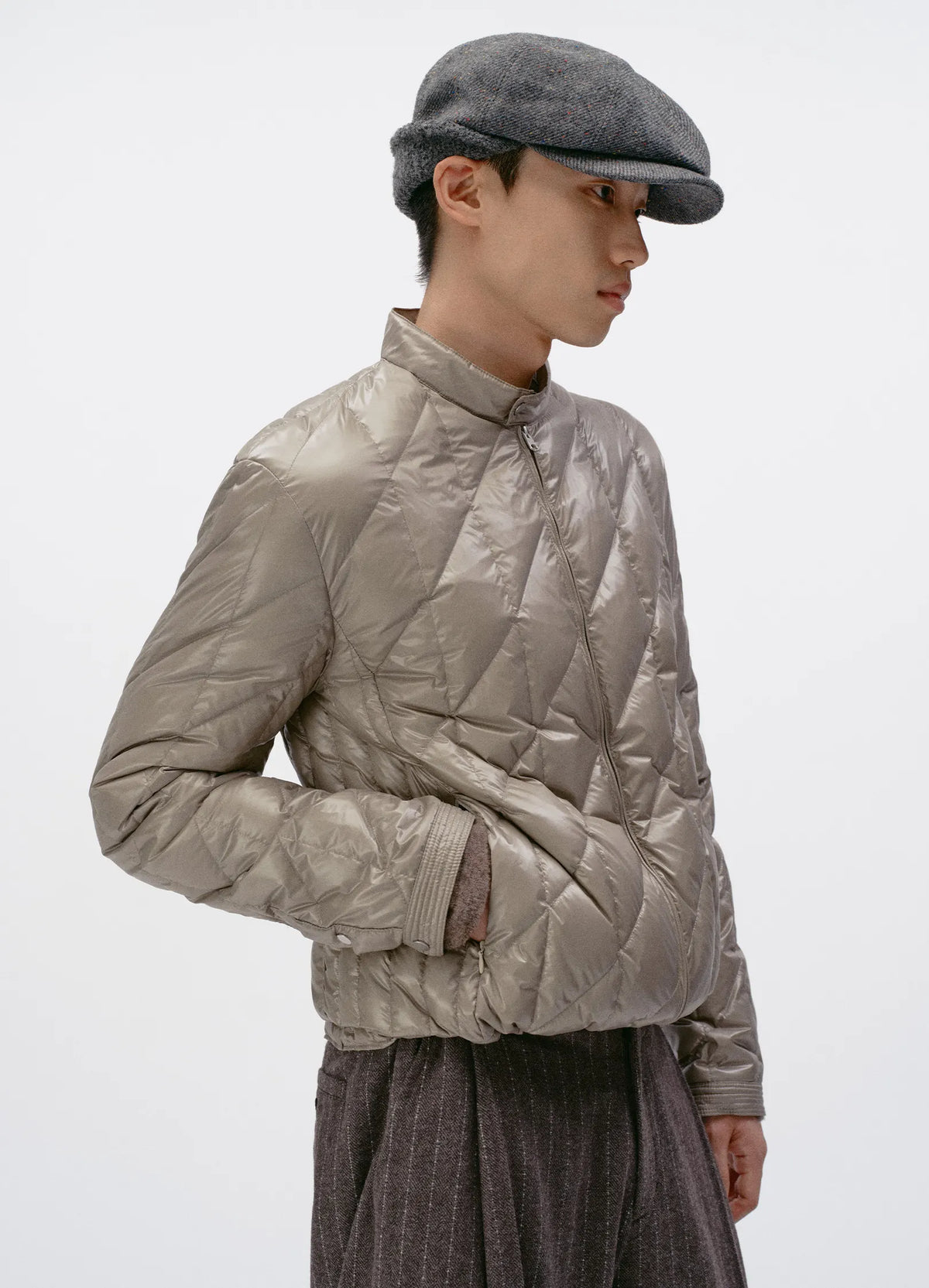 Quilted Biker Down Jacket