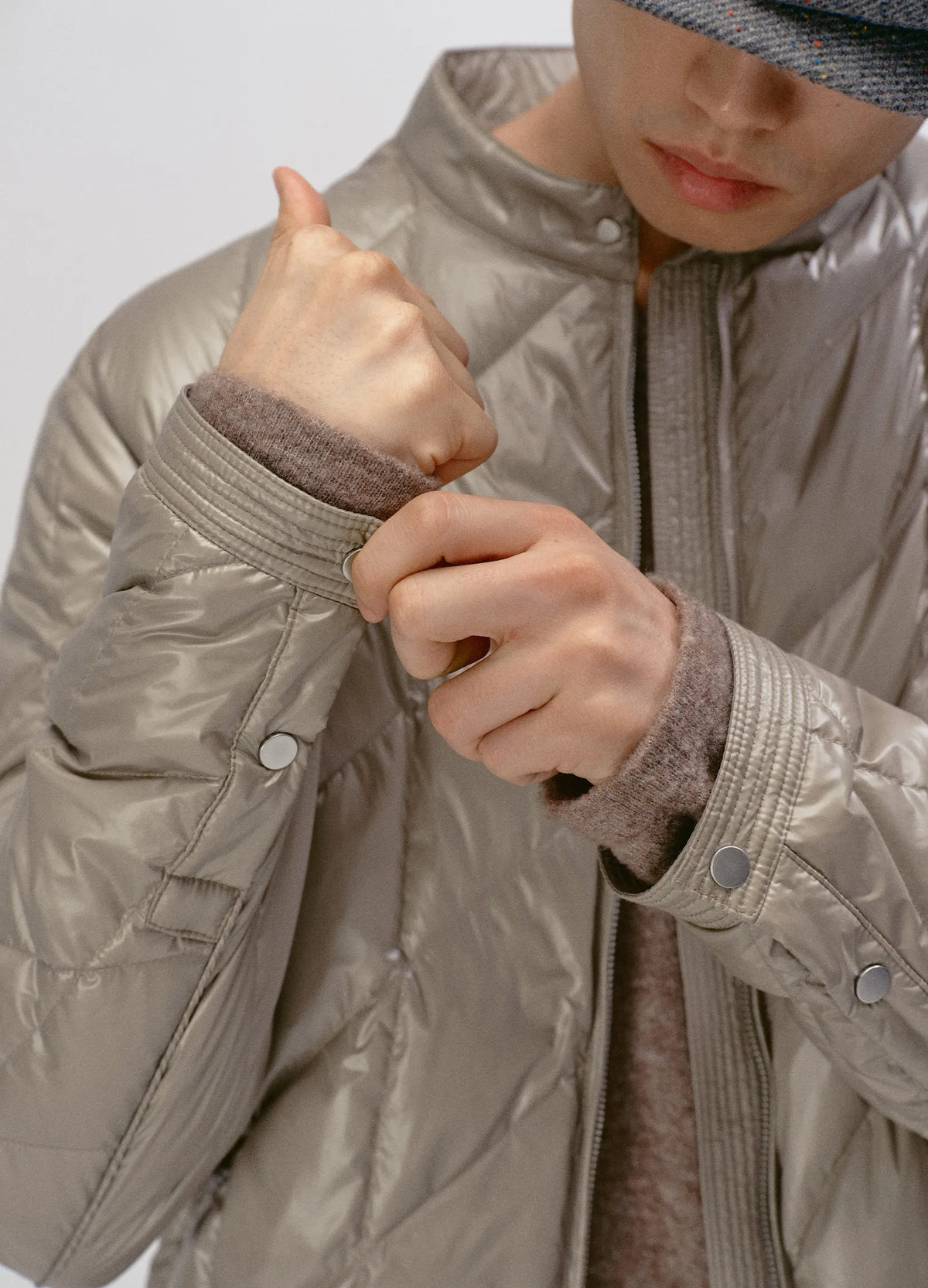 Quilted Biker Down Jacket