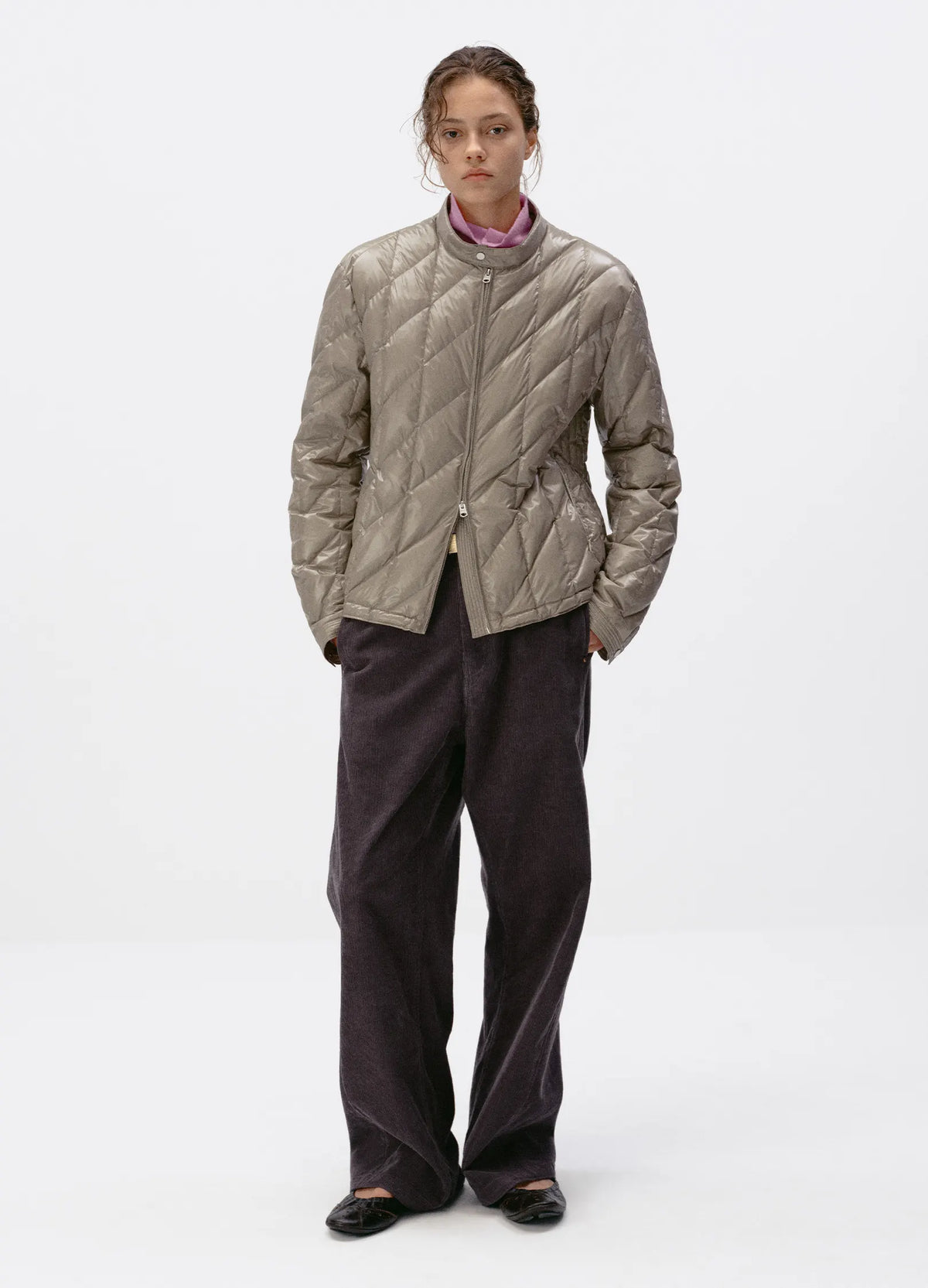 Quilted Biker Down Jacket