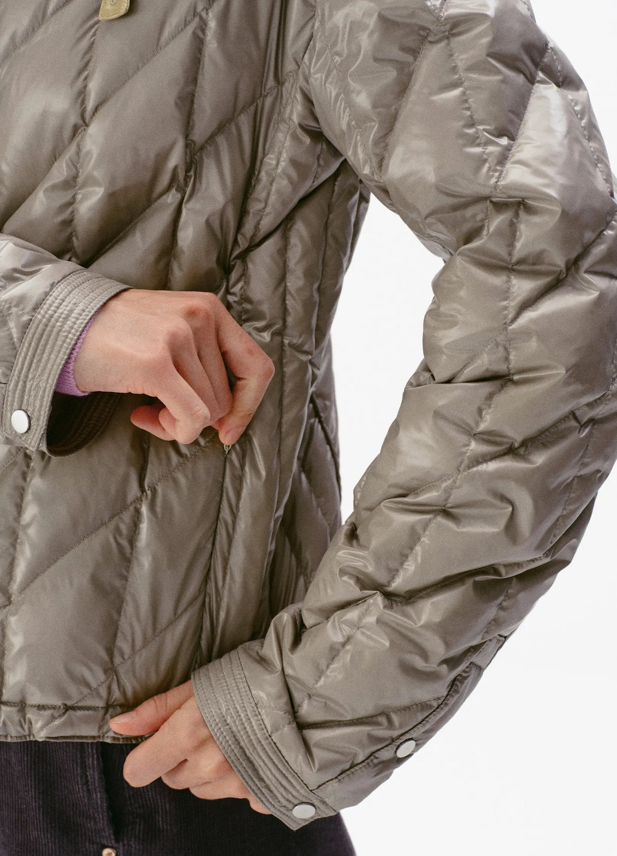 Quilted Biker Down Jacket