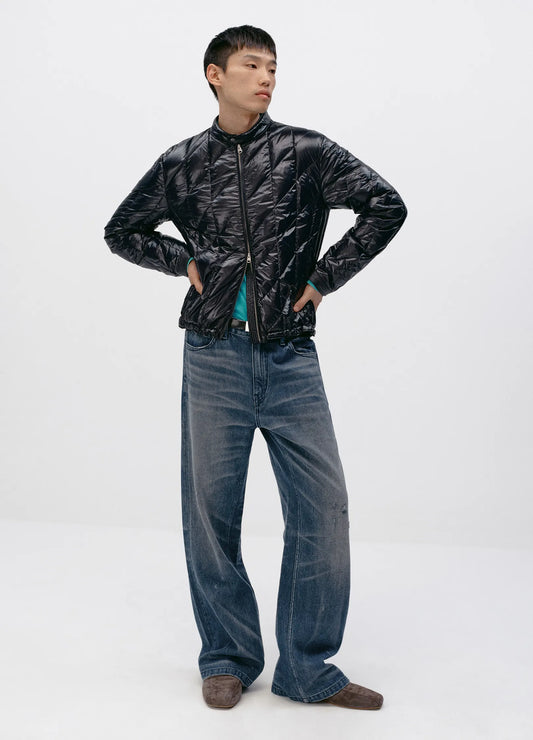 Quilted Biker Down Jacket