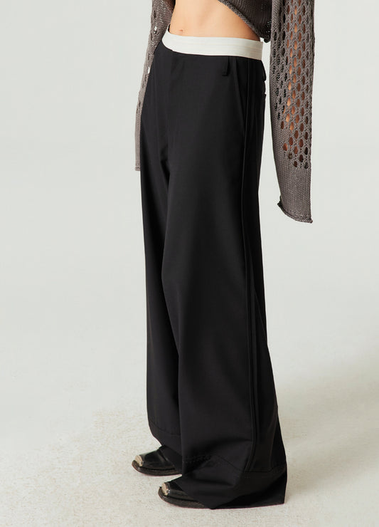 Reverse Seam Wide Leg Trousers