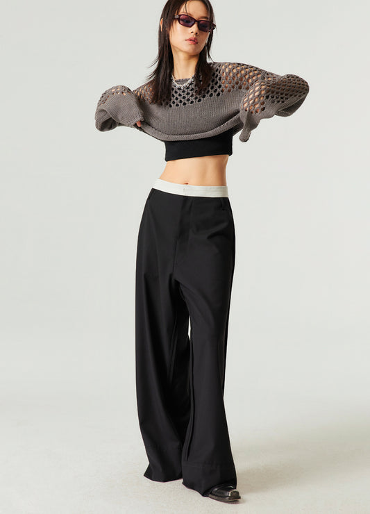 Reverse Seam Wide Leg Trousers
