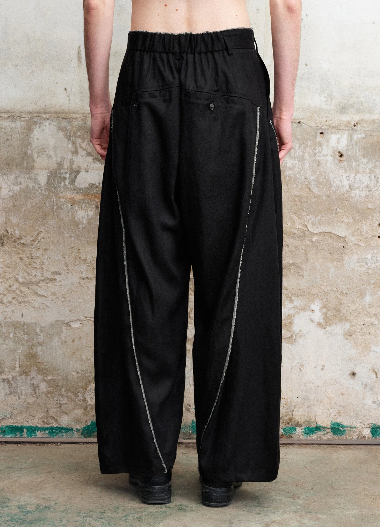 Raw Edge Curved Trousers