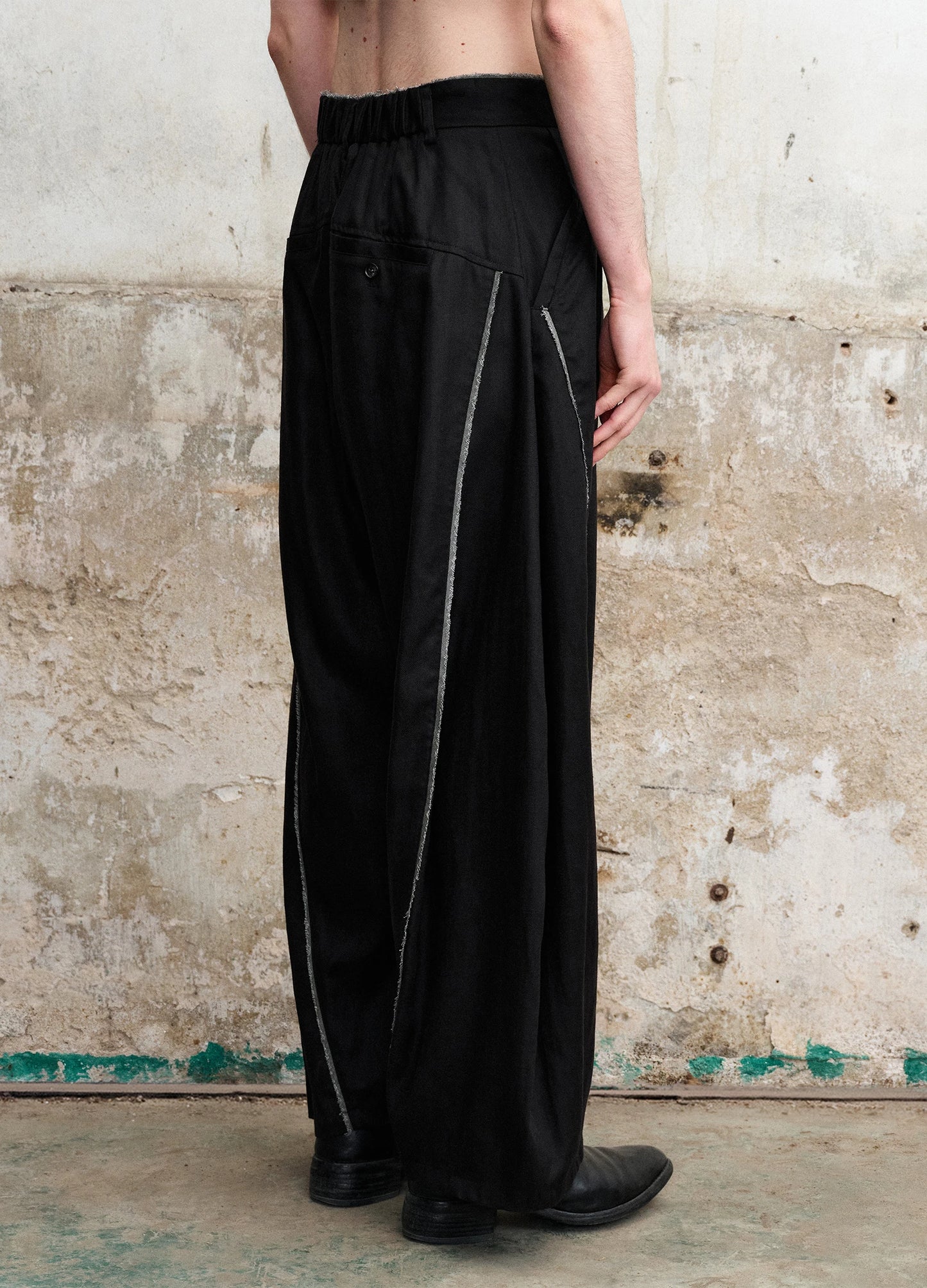 Raw Edge Curved Trousers
