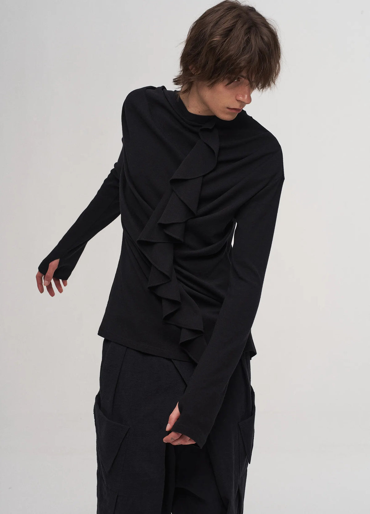 Ruffle Mock Neck Top