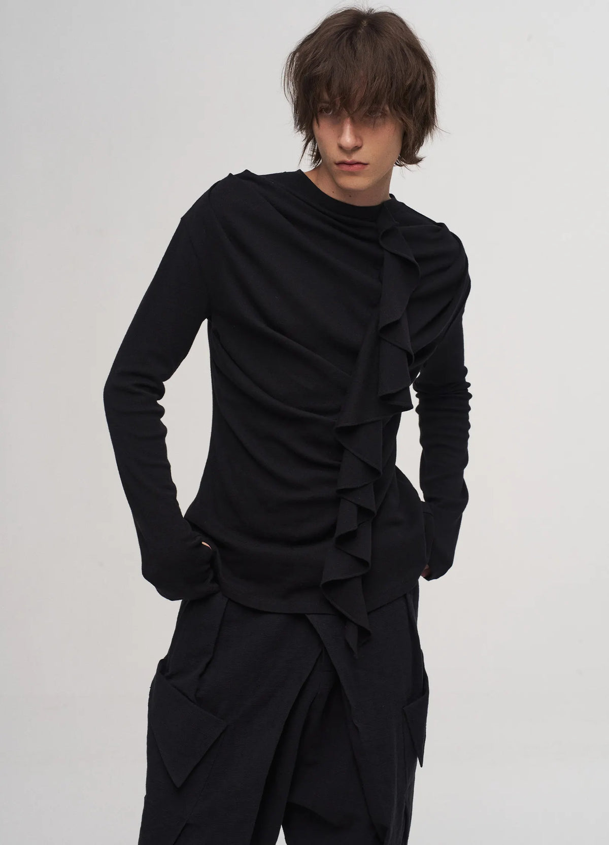 Ruffle Mock Neck Top