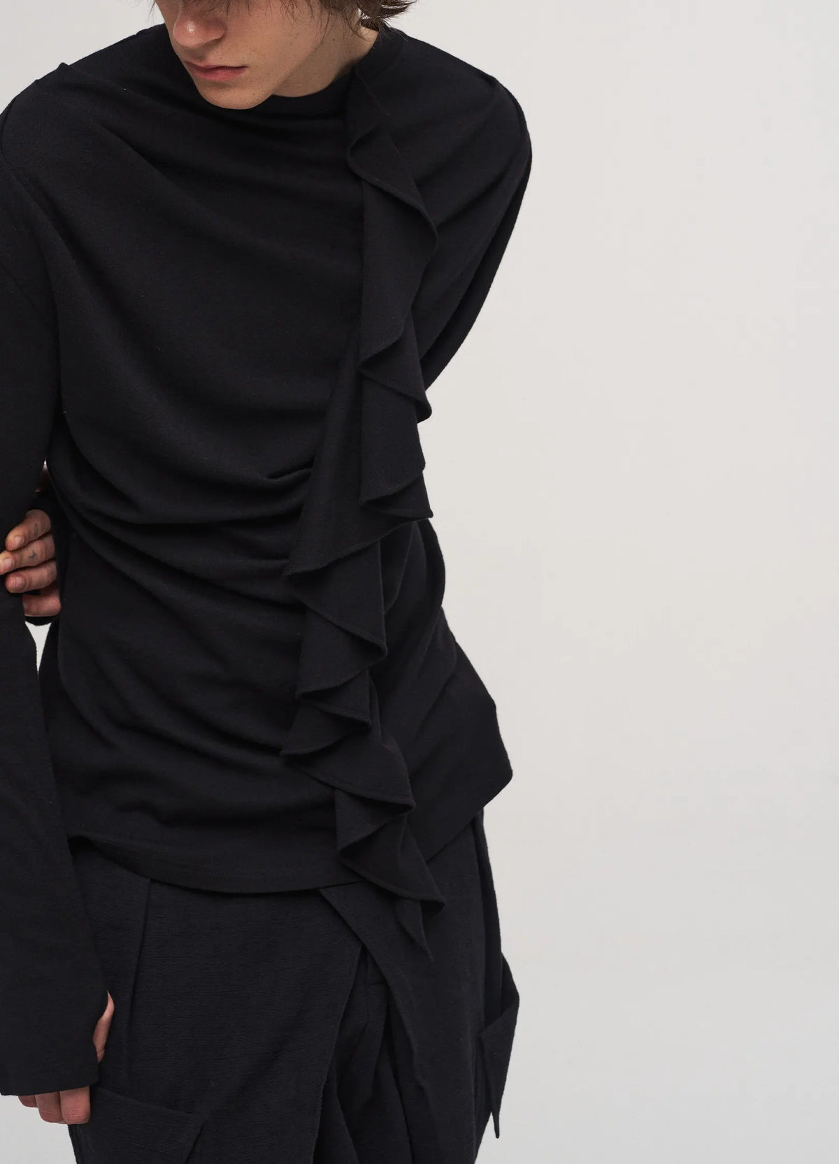 Ruffle Mock Neck Top