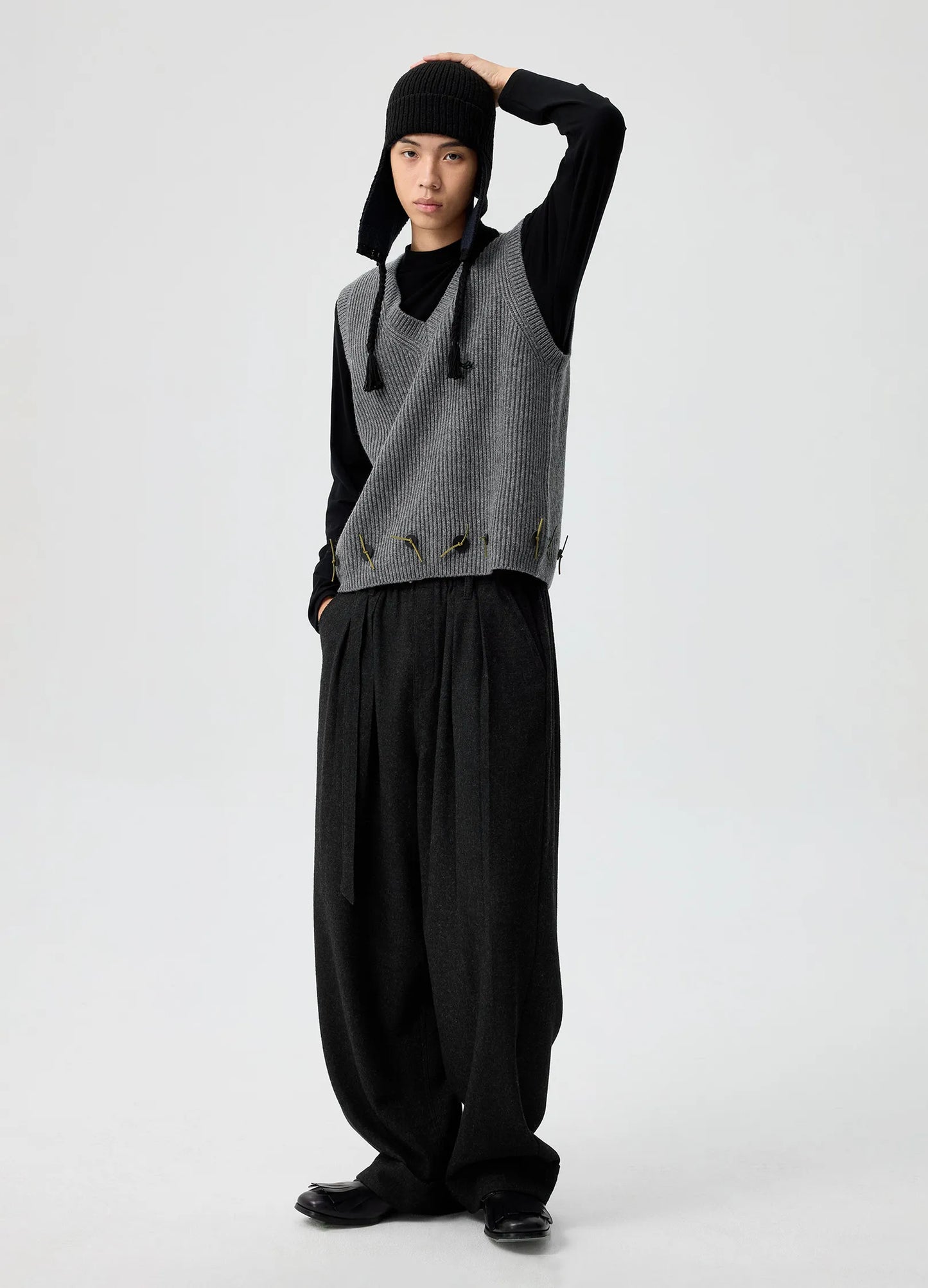 Ruffled Wool Trousers