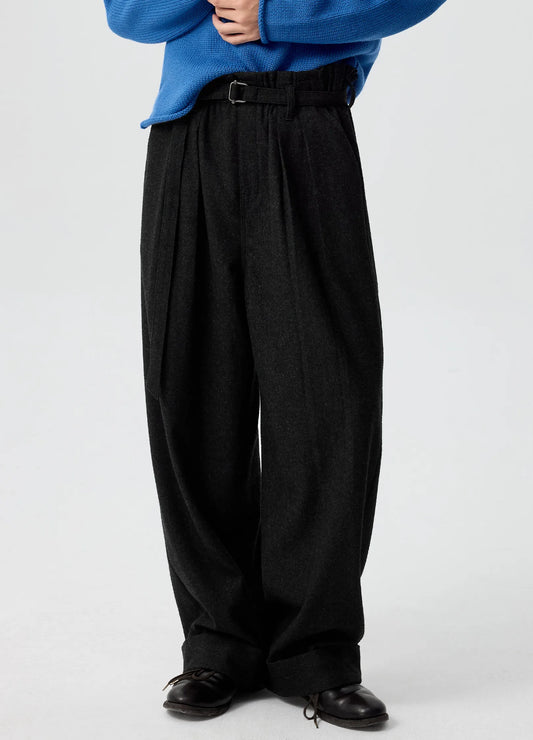 Ruffled Wool Trousers