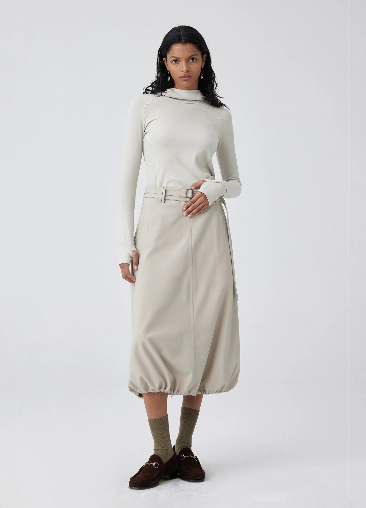 Slit Collar Long Sleeve