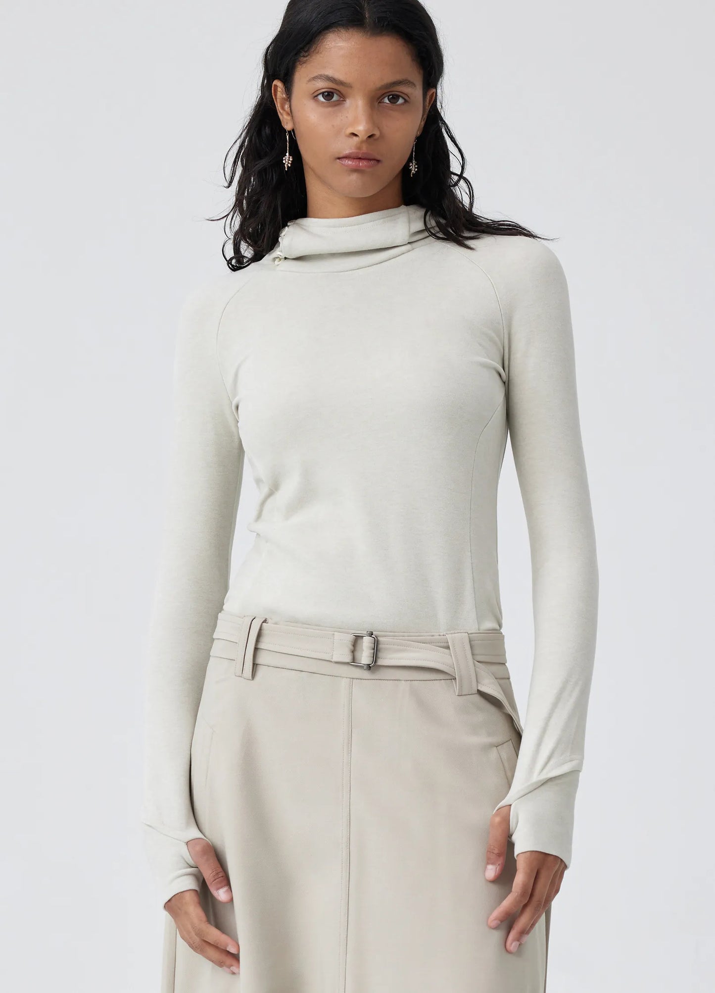 Slit Collar Long Sleeve